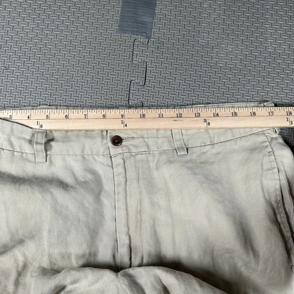 Brooks Brothers Pants Men's 35x27* Irish Linen Trousers Gray Flat Front Dress